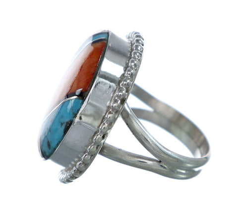 Native American Sterling Silver Multicolor Inlay Ring Size 6 NN20653